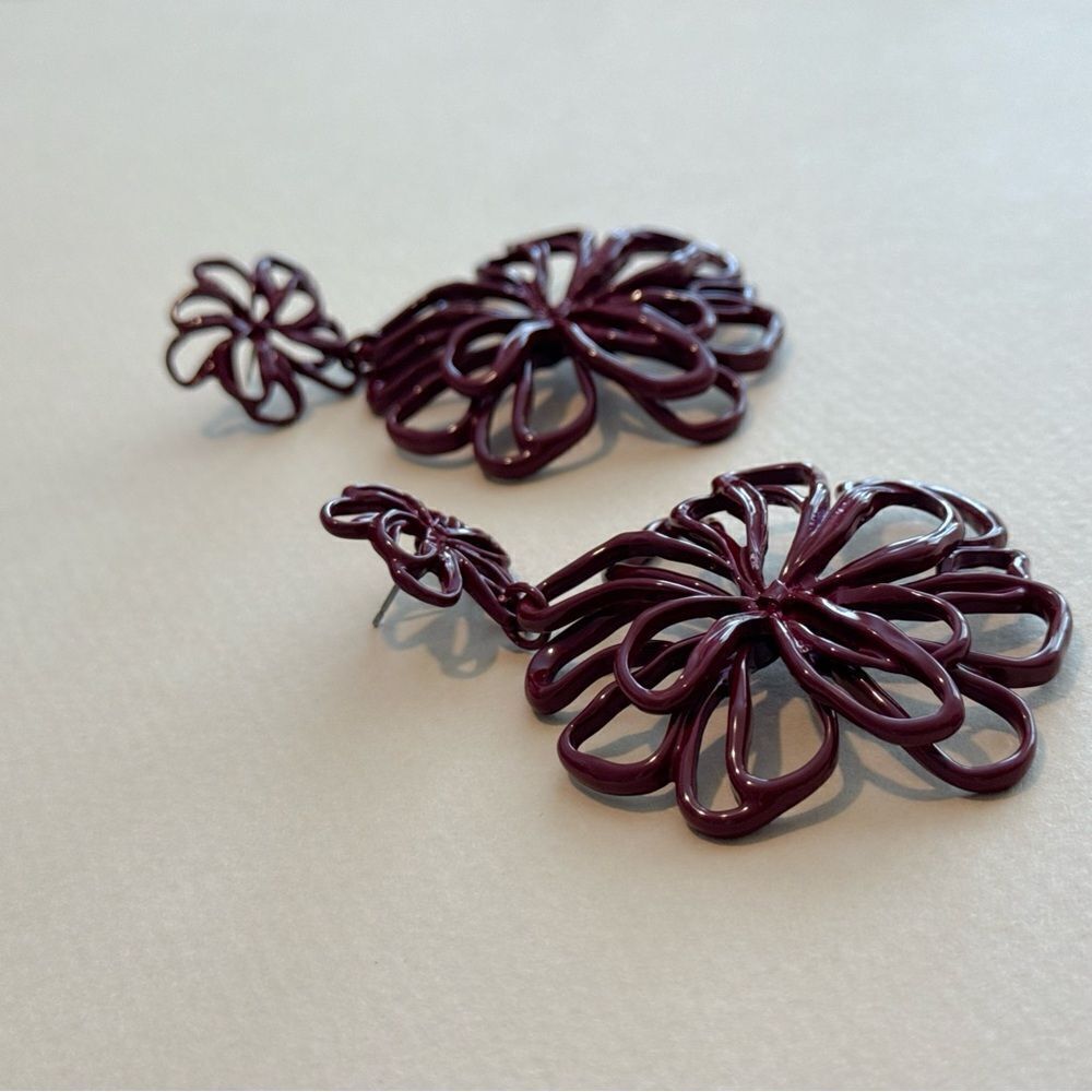 Flower drop Earrings  N1366 - Picture 3 of 4